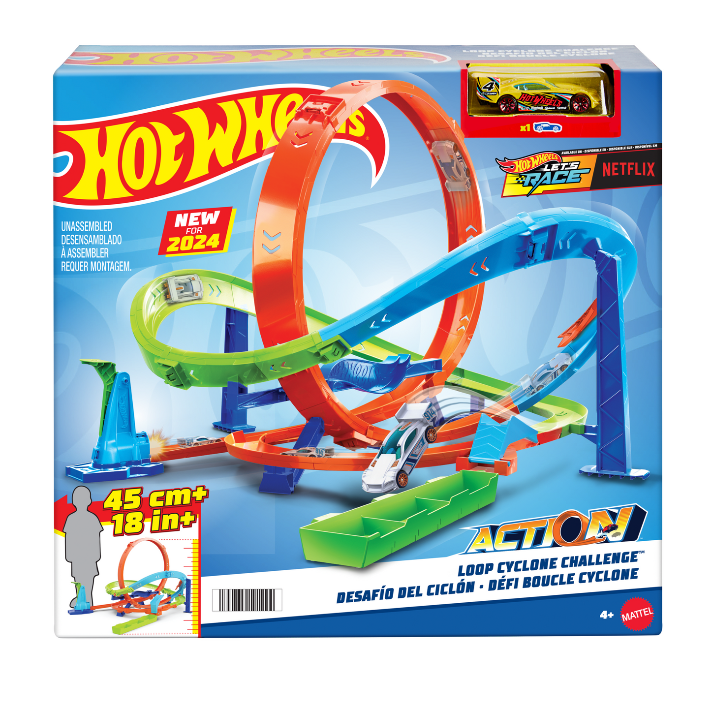 Hot Wheels Action D¨¦fi Boucle Cyclone, V¨¦hicule ¨¤ L¡¯¨¦chelle1:64