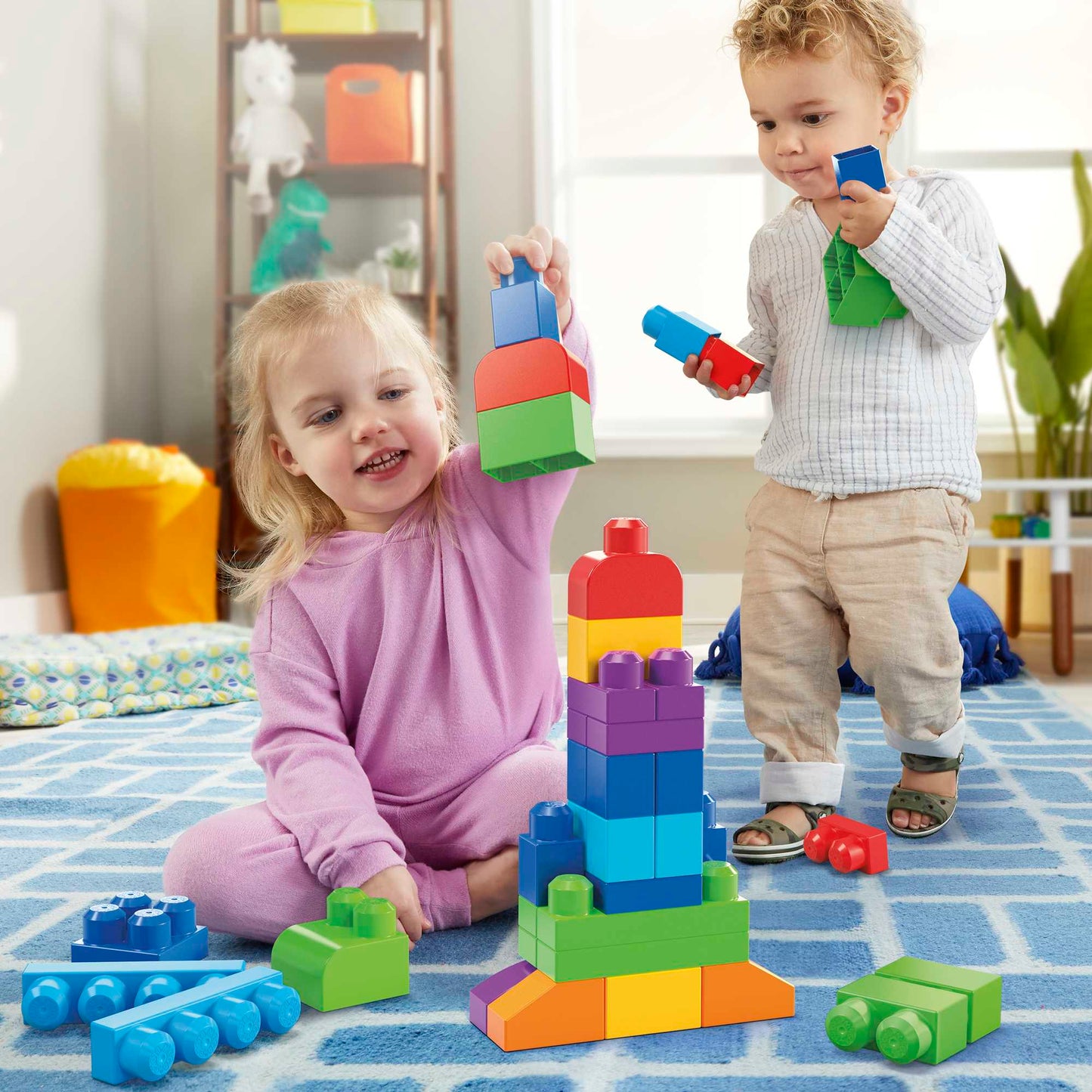 Mega Bloks Jogo de Constru??o Bolsa de Constru??o de 60 pe?as azul