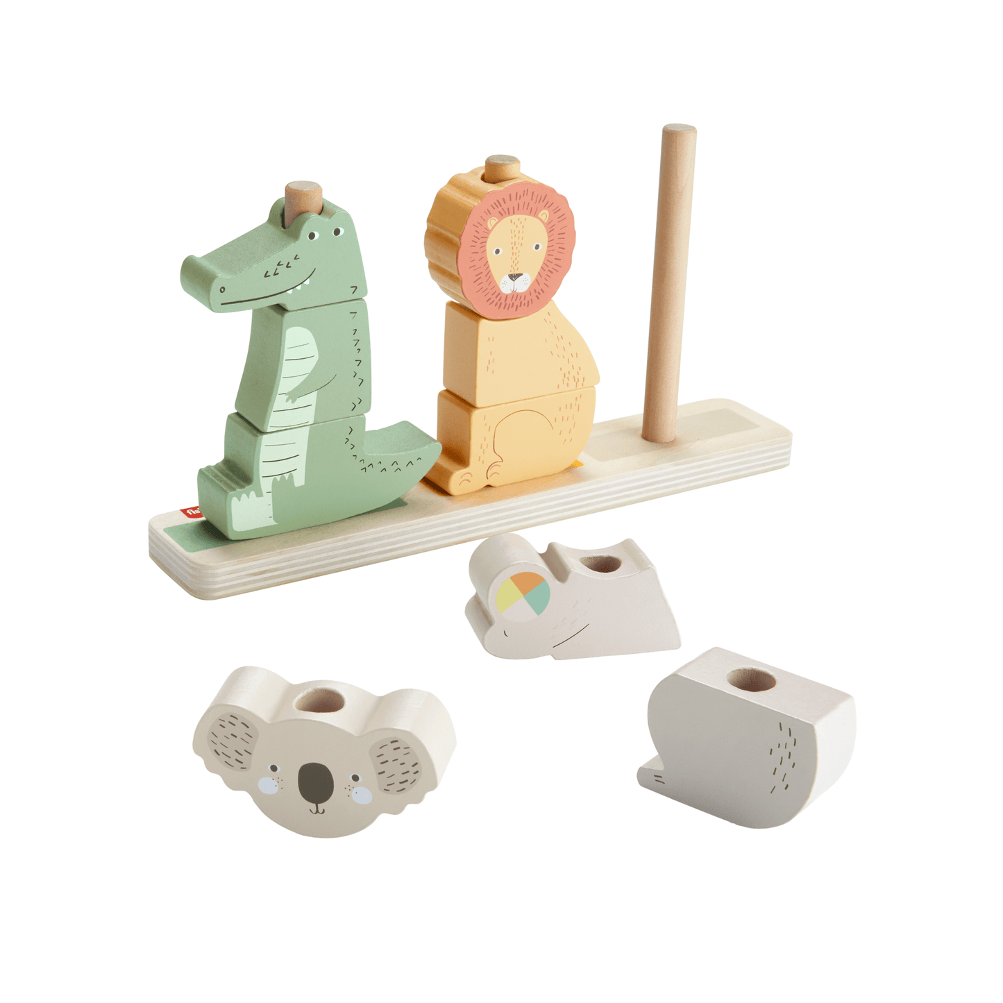 Fisher-Price Animaux en Bois ¨¤ Empiler et Trier, 10 ¨¦l¨¦ments