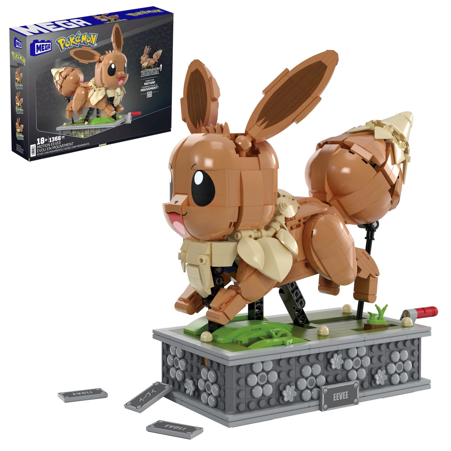 MEGA Pok¨¦mon Motion Eevee Building Toy Kit (1366 Pieces) For Collectors