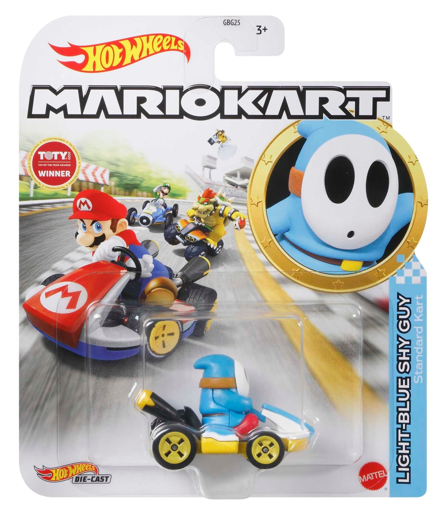 Hot Wheels Mario Kart Veh¨ªculo de Juguete Shy Guy Azul Claro Est¨¢ndar Kart