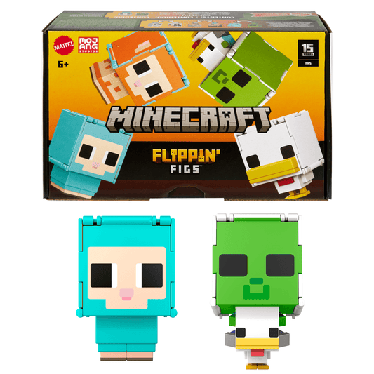 Minecraft Flippin¡¯ Figs Sheep & Chicken Figures 2-Pack, 2-In-1 Fidget Play & Pixelated Design