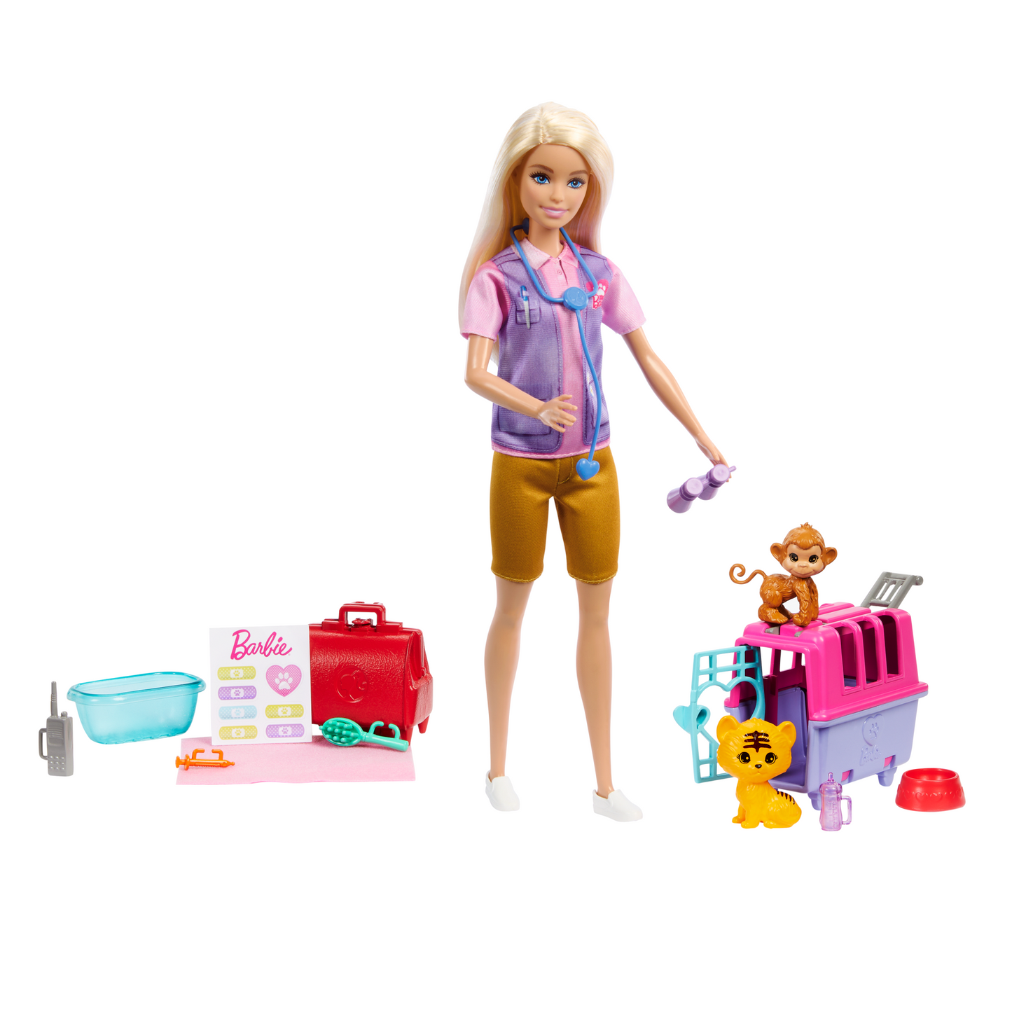 Barbie-Sauvetage D¡¯Animaux-Coffret Poup¨¦e Blonde et Accessoires