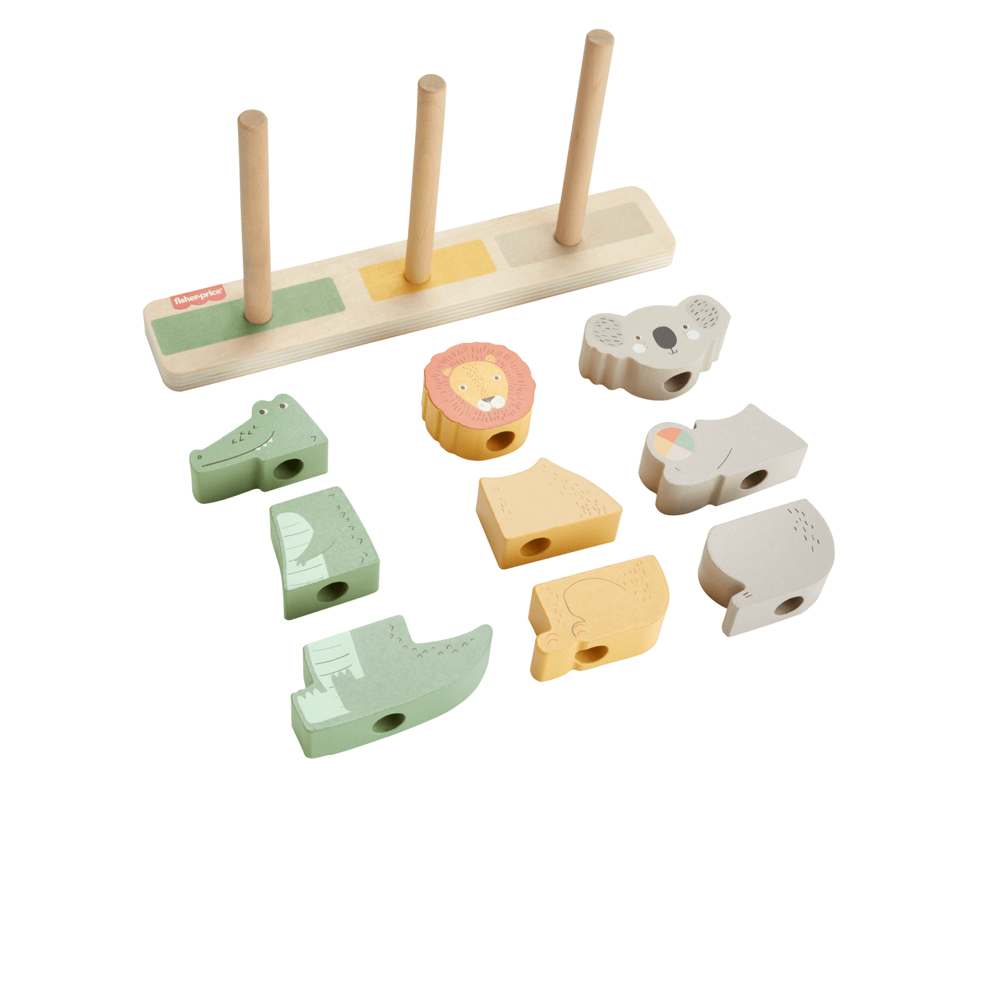 Fisher-Price Animaux en Bois ¨¤ Empiler et Trier, 10 ¨¦l¨¦ments