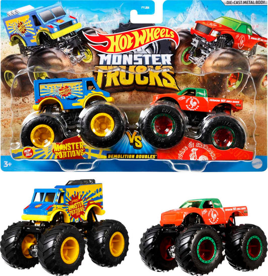 Hot Wheels Monster Trucks Veh¨ªculo de Juguete Paquete Sorpresa de 2 Autos Escala 1:64